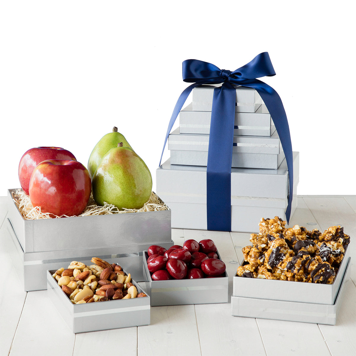 4 Box Silver Tower – aGiftToTaste: Your Tasteful Gifting Source